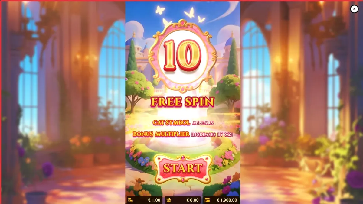 Interface do jogo Royal Paws Maxways com símbolos de gatos e coroas