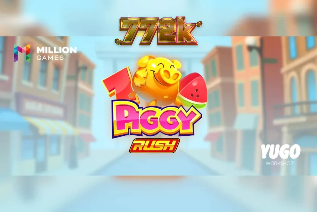 O porquinho protagonista de Piggy Rush em um cenário de fazenda com moedas douradas.